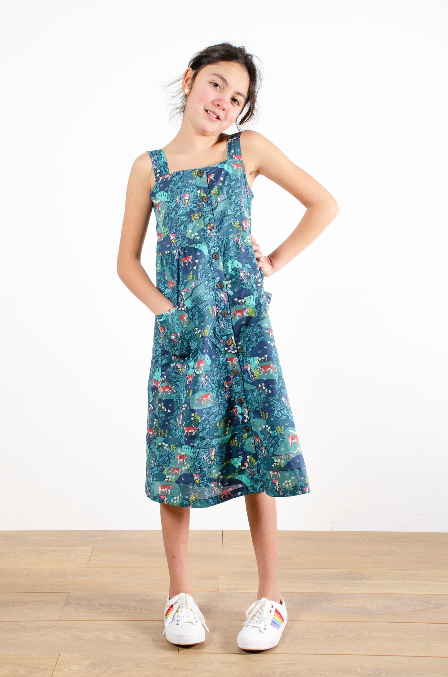 Button Through Summer Dress - Jungle Print