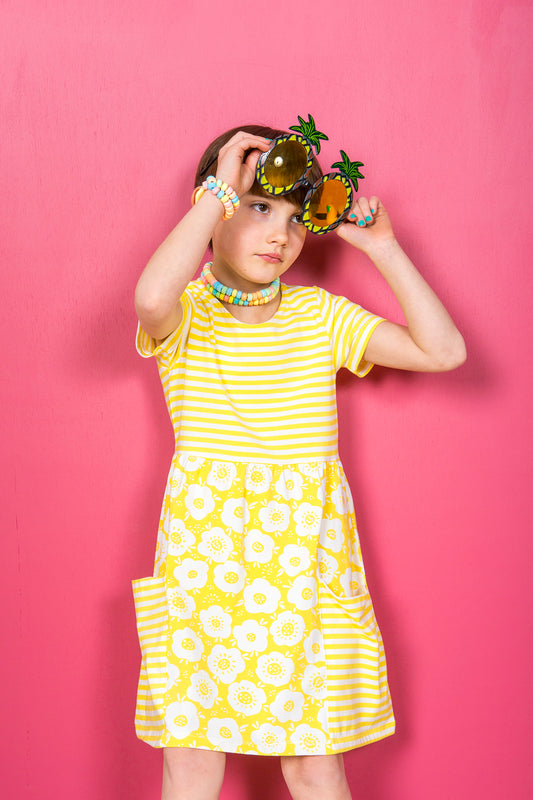 Mix & Match Dress - Yellow Stripe & Floral
